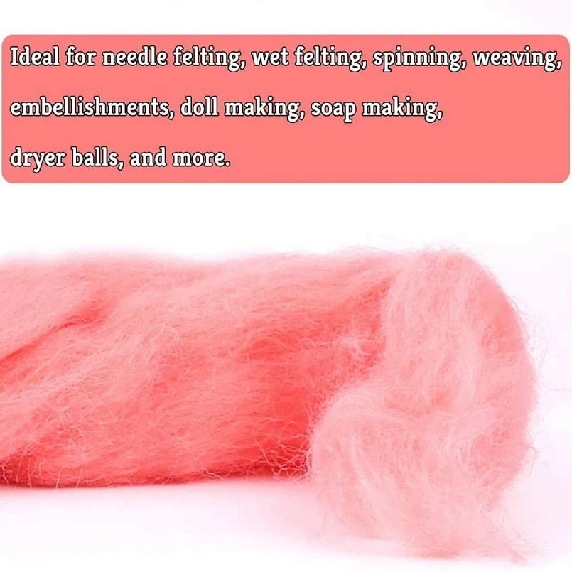 200g Roving Wool for Felting Wool Set, 19 Micron Superfine Merino