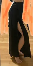 Black Skirt Split-Side Girls Sexy Long High-Waist Straight Cotton Solid New