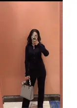 Suéter de Color sólido trajes de las mujeres conjuntos de gran tamaño pantalones de lana pantalones de rollo Collar de punto Top con mangas acampanadas 2021 Primavera Verano