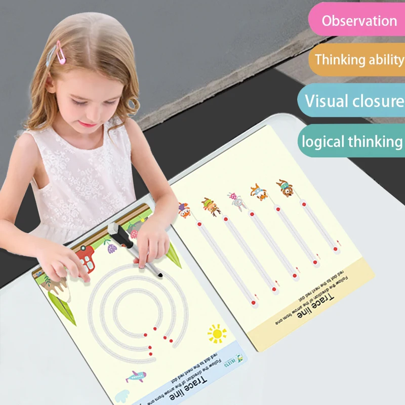 Educational Toy Drawing-Hold-Pen Training-Montessori Girl Writing Children Logical 4-6-10-Years-Old