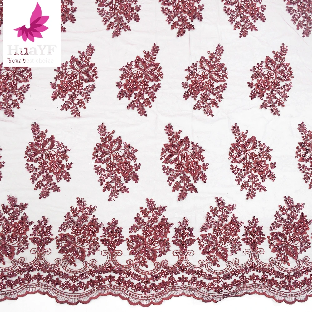 

Уникальное Сетчатое кружево с вышивкой, бусинами и блестками, Женская ткань для платья 2022 HY1171