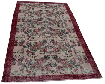 

123x211 Cm Red Handmade Overdyed Rug-4x7 Ft