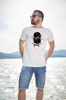 

Angemiel Wear Pitch Black Skull And Crossbones Cotton White Men 'S T-Shirt