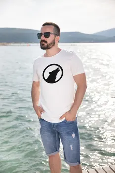 

Angemiel Wear Circular Howling Wolf Cotton White Men 'S T-Shirt