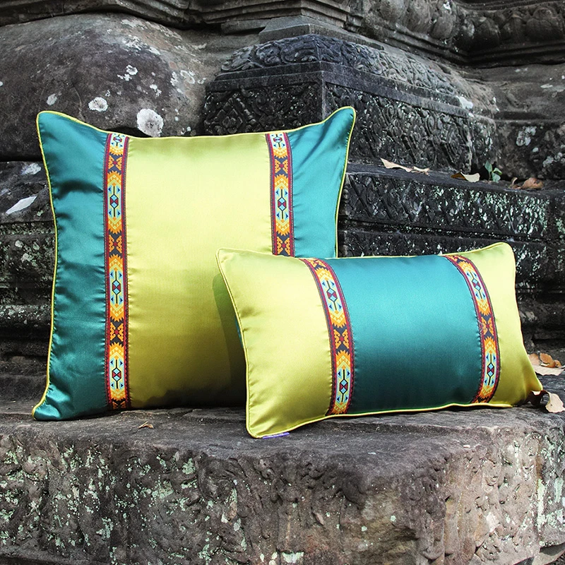 Colorful Angkor Series 16x16 Inchs Crepe Striped Throw Pillow Cover Decorative Sofa Couch Cushion Boho Court Design | Дом и сад