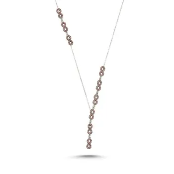 

Angemiel 925 Silver Nano Opal Cubic Zirconia Infinity Y Necklace-Rhodium Plated