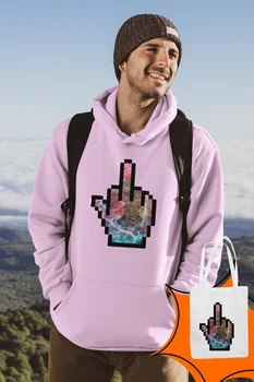 

Angemiel Wear Galaxy Hand Pink Male Hooded Sweatshirt Bags Kombin