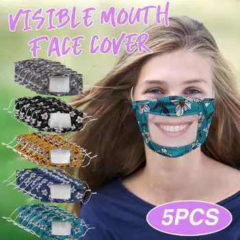 

5PCS Smile Communicator Face Mask With Clear Mouth Expression Lip Reading Mask