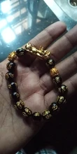 Pulsera de Feng Shui con cuentas de obsidiana, pulsera negra con abalorios de piedra obsidiana, con símbolo de Pixiu, pulsera de la buena suerte, para hombres y mujeres