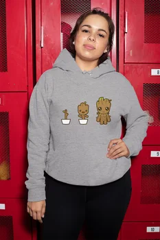 

Angemiel Wear Growing Groot Gray Women 'S Hooded Sweatshirt