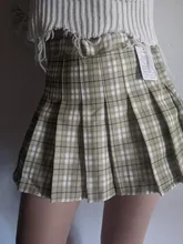 QRWR-minifaldas plisadas para mujer, faldas coreanas de cintura alta, a cuadros, sexys, con cremallera, 2020