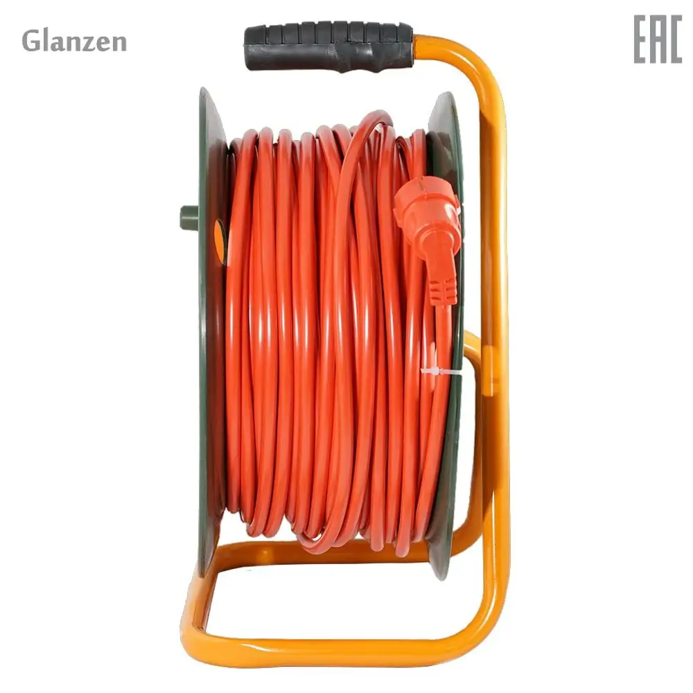 Удлинитель силовой на катушке GLANZEN 4 гн. ПВС 2х2,5 арт. EB-50-008