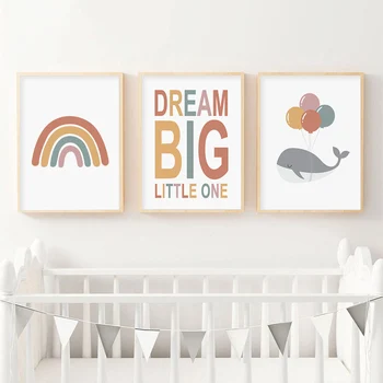 

Modern Rainbow Balloon Dream Big Baby Nursery Canvas Paintings Poster Print Wall Art Pictures Gift Kids Room Home Decor