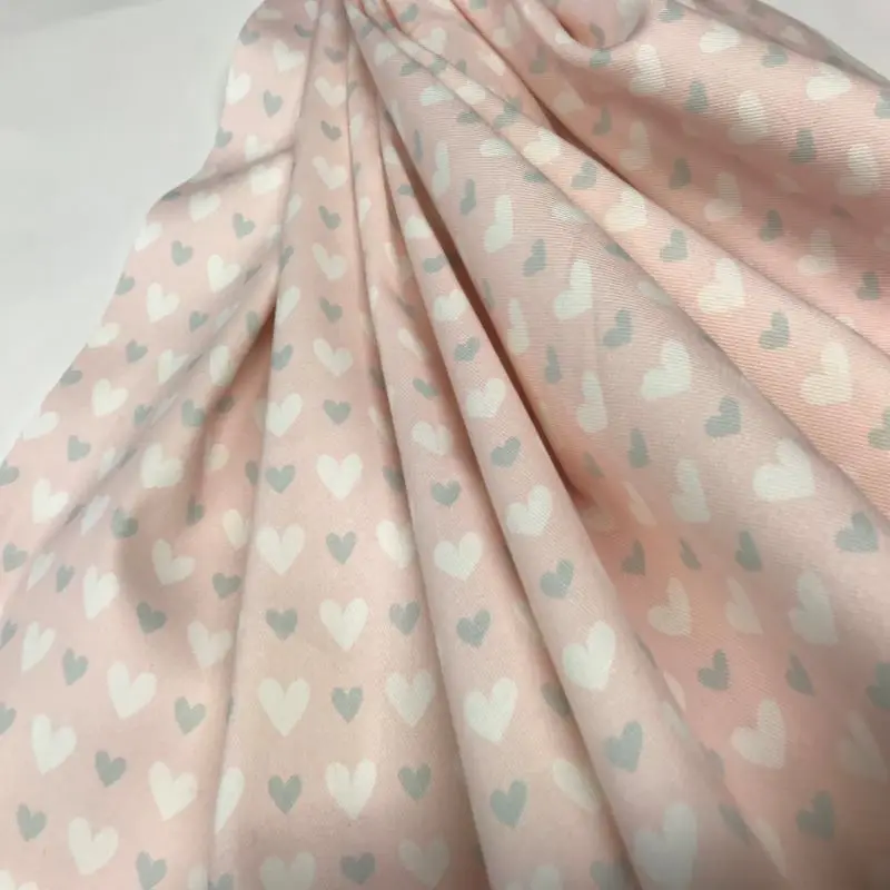 Текстиль Серж рисунок сердца хлопок розовый цвет