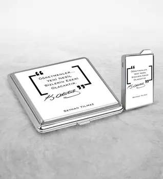 

Personalized Ataturk Themed Cigarette and Lighter Set-1