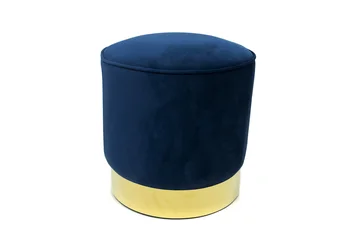 

Ottoman stool footstool velvet Golden Base round modern Living Blue