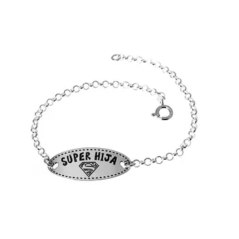 

Bracelet 925 Sterling silver m rolo chain 18cm. Sheet SUPER DAUGHTER [AC0535]