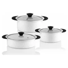 Juego de ollas y sartenes de cocina, tapa de cocina con recubrimiento de granito, accesorio Hecho en Turquía, antiadherente, 6 piezas, 2021