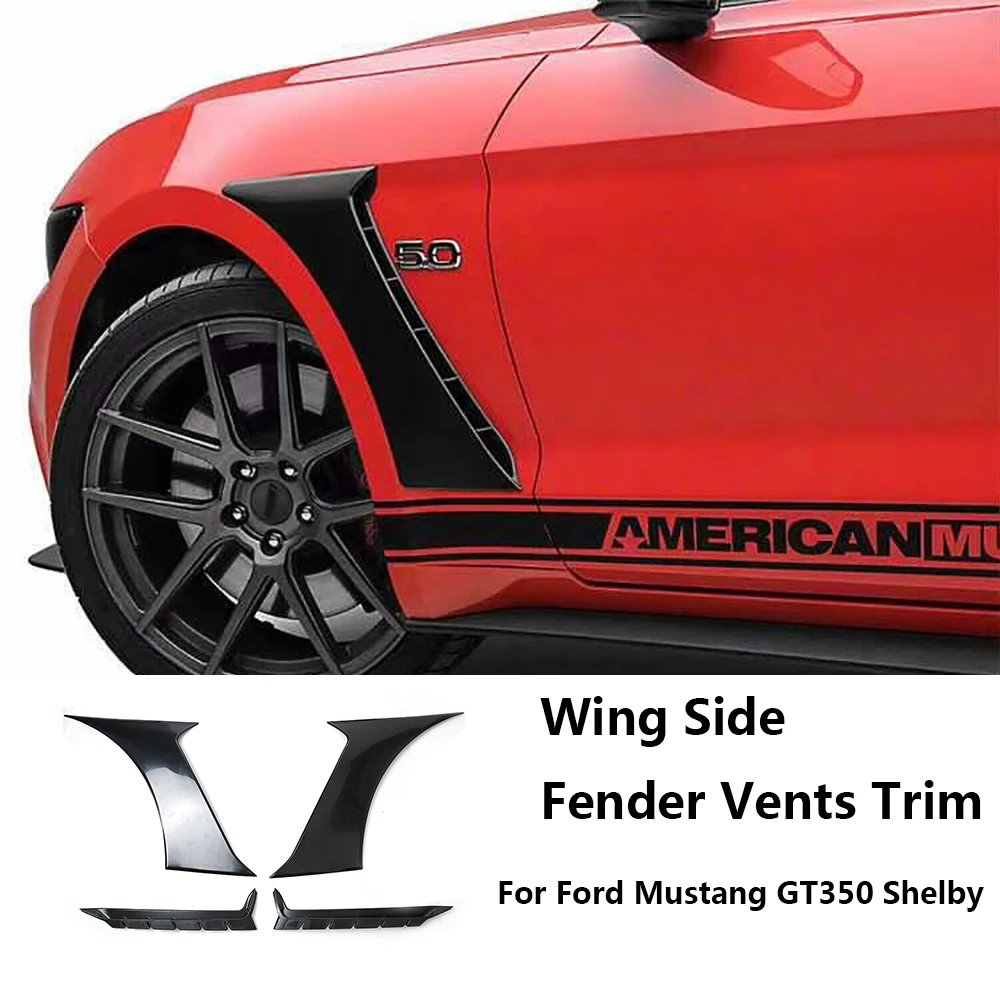 2 Pz/Set Shark Wing Side Fender Vents Trim Accessori Per Ford Mustang Gt350 Shelby 2015-2021 Ricambi Auto Copertura Adesiva Nera