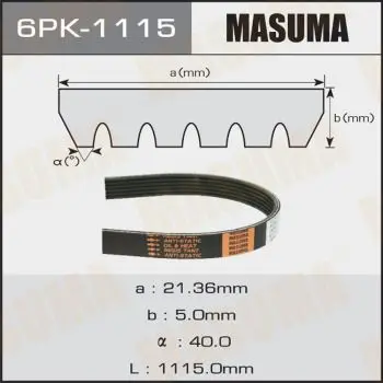 Ремень ручейковый Masuma 6PK-1115 MASUMA 6PK1115
