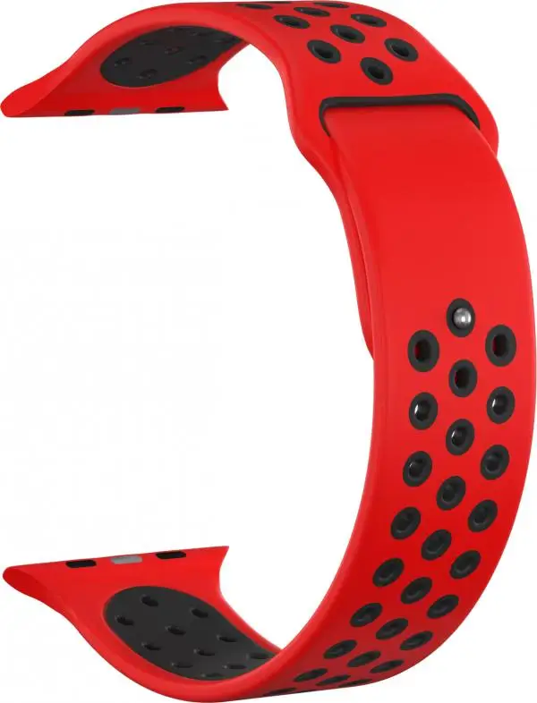 Ремешок силиконовый GSMIN Sport Edition для Apple Watch Series 2 38/40 (Красно-черный) | Наручные часы