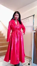 Trench-Coat Skirted Maxi Nerazzurri Long-Sleeve Extra Black Plus-Size Women Fashion Red