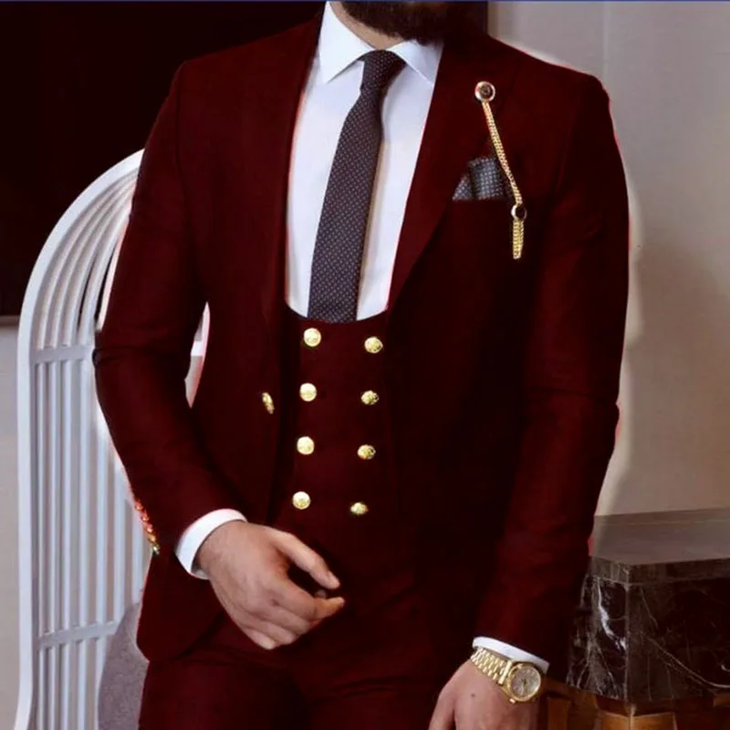 2021 Costume Homme Italian Business Slim Fit 3 Pieces Royal Blue Men\'s Suits Groom Prom Tuxedos Groomsmen Blazer for Wedding