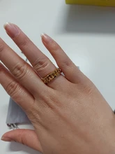 Anillo de cadena gruesa de 6mm de grosor para mujer y niña, sortija con eslabones cubanos rellenos de oro de acero inoxidable, anillo elegante