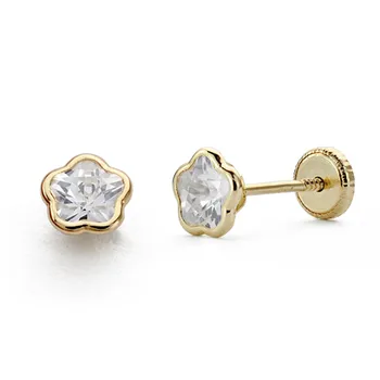 

Earrings 18k gold flower cubic zirconia [AA0251]