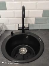 ROVOGO, grúa filtrada de doble mango negro mate para cocina, grifo con filtro de agua de rotación de 360, grifo mezclador de fregadero de cocina de tres vías