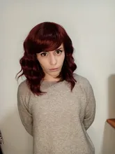 Msholy-peluca ondulada rosa con flequillo Bob corto, Pelo Rizado Bob, pelucas púrpuras sintéticas Rojas, rubias y verdes, Cosplay de alta temperatura