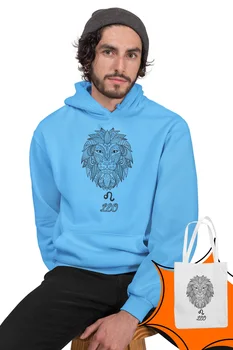 

Angemiel Wear Leo Lion Blue Men 'S Hooded Sweatshirt Bags Kombin