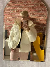 Womens Puffer Jacket Parkas Hooded-Coat Outwear Harajuku Korean-Fashion Winter