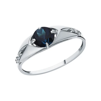 

Silver ring with cubic zirconia and London Topaz sunlight sample 925