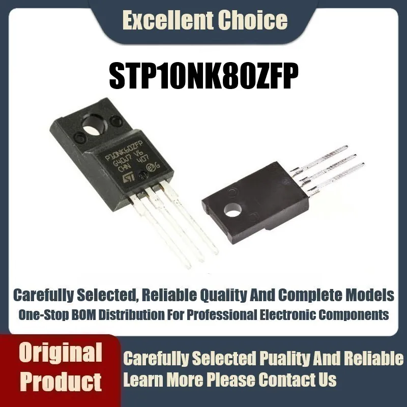 10Pcs/Lot Original Genuine Straight Plug STP10NK80ZFP P10NK80ZFP ...