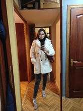 Fur Jacket Coats Teddy Faux-Fur Women Lambs Thick Long Winter Warm Chic Fashion Wool