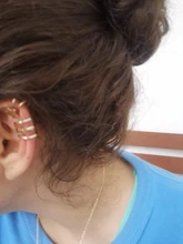 Arete de hojas de oro para hombres y mujeres, clips de oreja sin perforación, pendientes de cartílago falso, joyería, juego de 5 unidades
