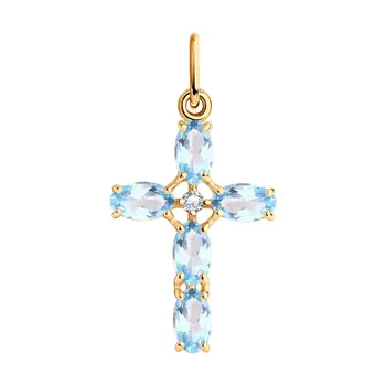 

Sokolov pendant in Gold with Topaz and cubic zirconia, fashion jewelry, gold, 585, women's male, pendants for neck women