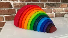 Juguetes de madera en 3D DIY para niños, arcoíris, bloques de construcción, apilador de gran tamaño, creativo, Montessori, juguetes educativos