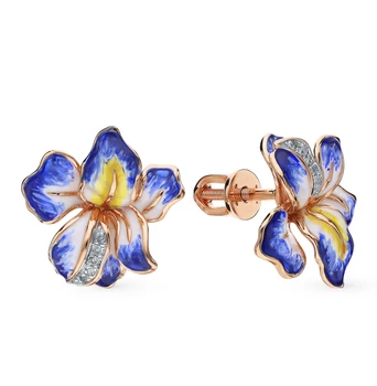 

Gold earrings with diamonds sunlight sample 585