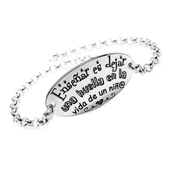 

Law silver bracelet 925m 18cm. Sheet oval message rolo chain [AB5397]