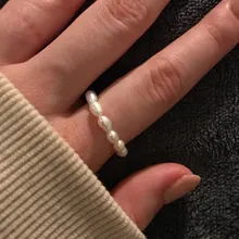 FFLACELL alta calidad Natural de agua dulce perla Multi-Cuentas anillo dedo joyería continuo círculo minimalista anillo de fiesta joyería