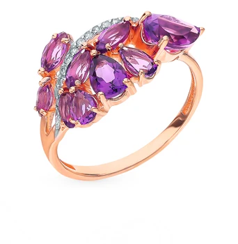 

Gold ring with amethyst and cubic zirconia sunlight sample 585 test