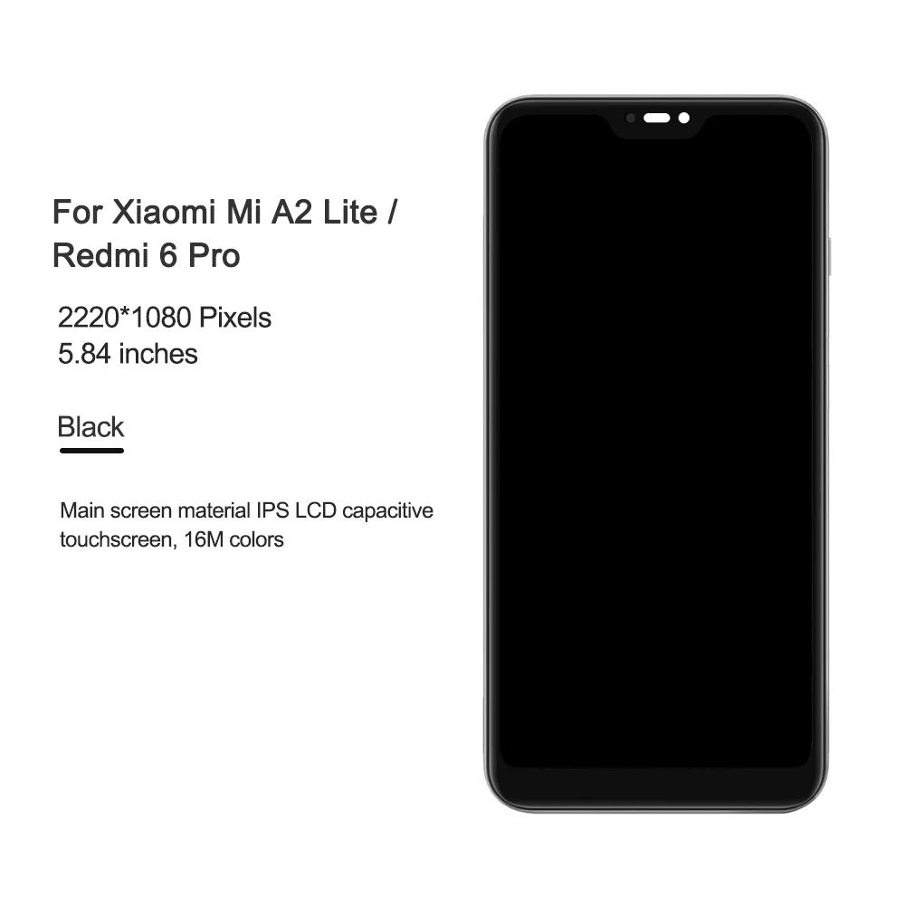 Для 5,8" Xiaomi mi A2 Lite ЖК-экран рамка+ сенсорный экран панель дигитайзер сборка Замена для Red mi 6 Pro