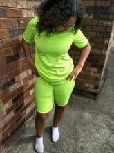 Conjunto de dos piezas para mujeres, top corto con cuello redondo, conjunto de 2 piezas, tops, pantalones cortos, traje informal de talla grande