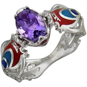 

Esthete ring with amethyst, 750 white gold enamel insert
