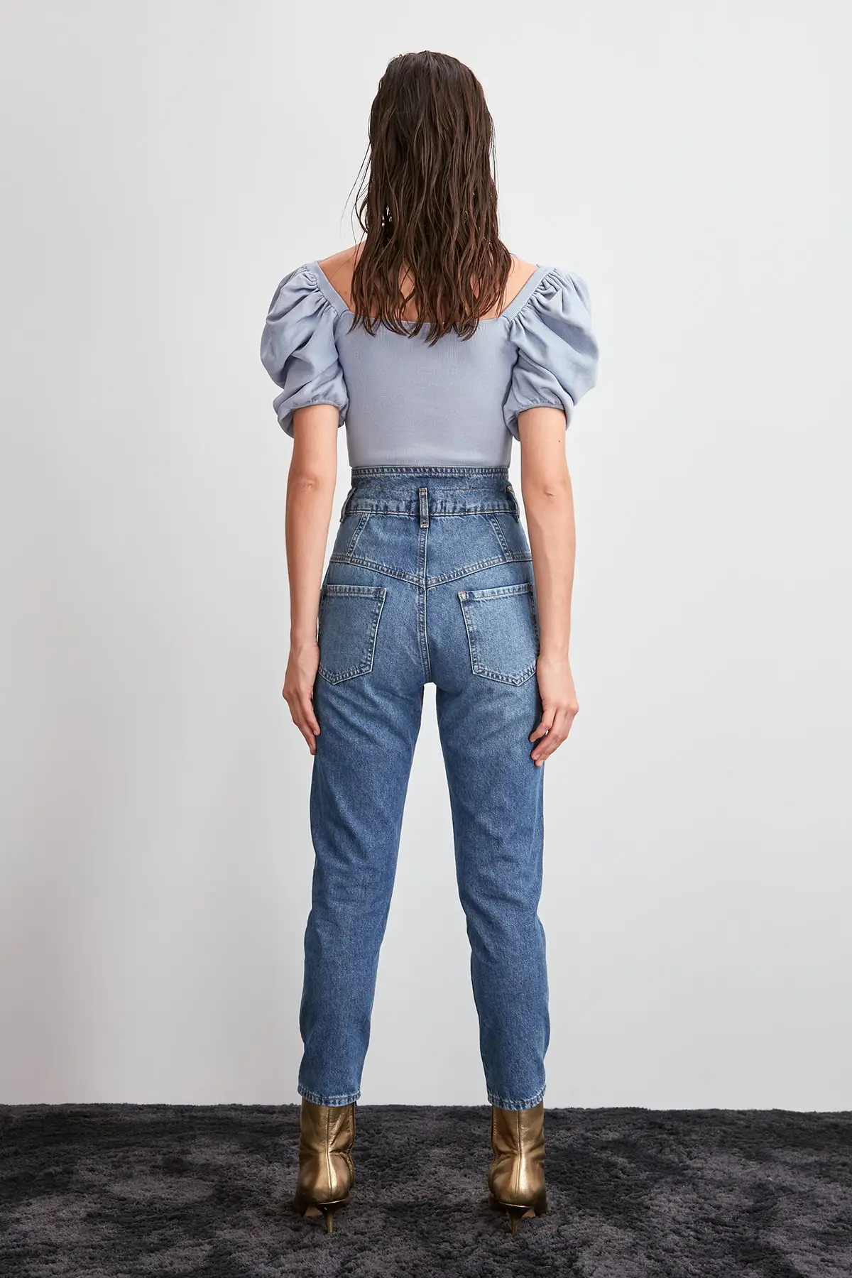 Beste Trendyol Taille Detail Super Hoge Taille Mom Jeans TWOAW20JE0344