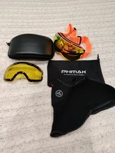 PHMAX-Gafas de esquí antiniebla para hombre y mujer, lentes de Snowboard de doble capa con protección UV400, lentes de sol para nieve