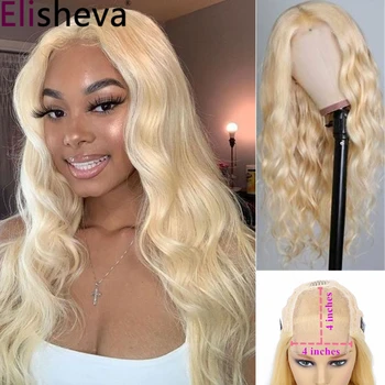 

Honey Blond 613 4x4 Closure Wig Bodywave Wig Human Hair Wig Preplucked Brazilian Remy Wig Natual Bady Hair 150% Desity For Women