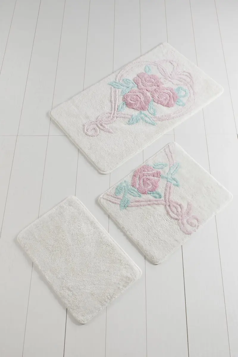 Bath Mat-mats | Mat Bath Mats Non Slip Anti Mould Mats Riva Ecru 3L Set 60X100 cm-50X60 Cm-40X60 Cm